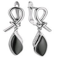 Серьги из серебра с керамикой и фианитами Серьги из серебра с керамикой и фианитами