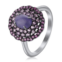 Серебряное кольцо с танзанитом и сапфирами