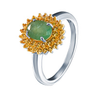 Кольцо из серебра с бериллом и сапфиром