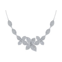 Серебряное колье с фианитами «Цветы»