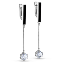 Серьги из серебра с эмалью и фианитами «Точка-тире»