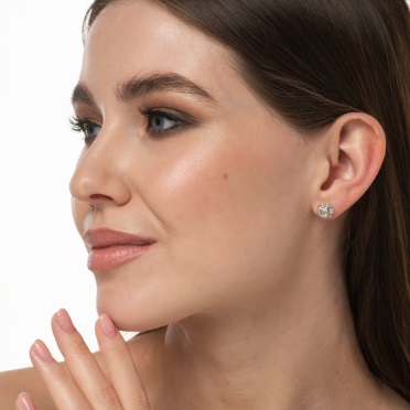 Серебряные серьги-пуссеты «Роза»