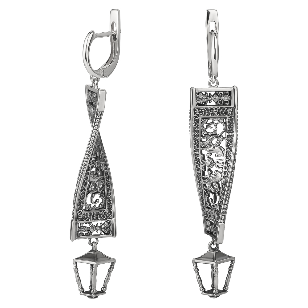 Серьги из серебра «Благовещенский мост Петербург»