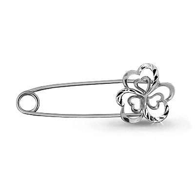 Серебряная булавка «Сердце цветок»
