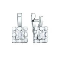 Серьги из серебра с фианитами
