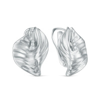 Серебряные серьги с фианитом «Лист»