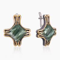 Серебряные серьги «Серафинитовый Крест» Серебряные серьги «Серафинитовый Крест»