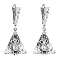 Серебряные серьги «Ланч» мышь и сыр Серебряные серьги «Ланч» мышь и сыр