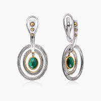 Серьги из серебра с камнем малахит Серьги из серебра с камнем малахит