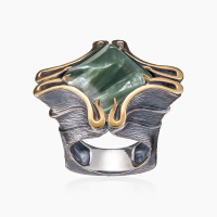 Серебряное кольцо «Серафинитовый Крест»