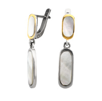 Серебряные серьги с перламутром в позолоте Серебряные серьги с перламутром в позолоте