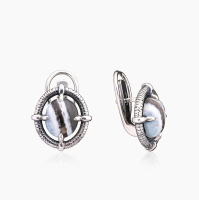 Серьги из серебра с камнем агат