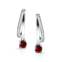 Серьги из серебра с гранатом и фианитами Серьги из серебра с гранатом и фианитами