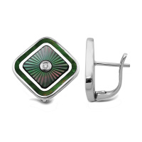 Серьги из серебра с перламутром и топазом «Ромб»