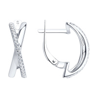 Серьги из серебра с фианитами «Крест» SOKOLOV Серьги из серебра с фианитами «Крест» SOKOLOV