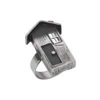 Кольцо из серебра с гематитом «Дом»