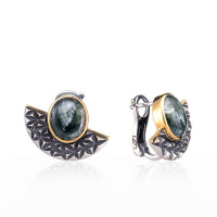 Серебряные серьги «Серафинитовый Веер» Серебряные серьги «Серафинитовый Веер»