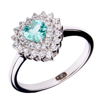 Кольцо из серебра с фианитами и апатитом