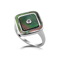 Кольцо из серебра с перламутром и топазом «Ромб»