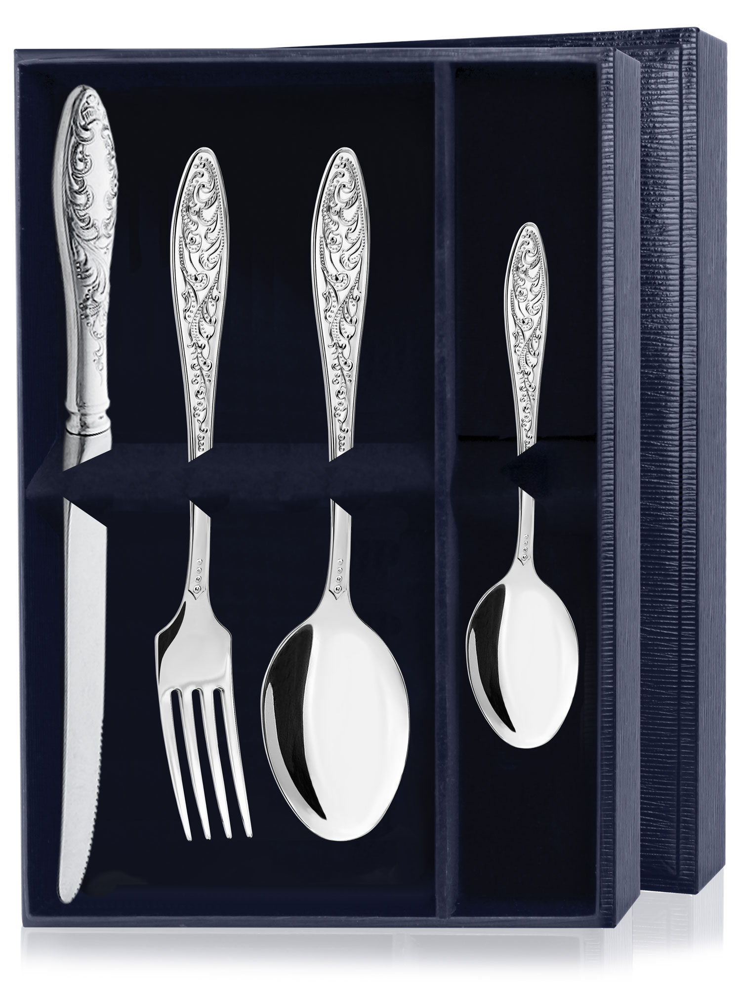 Серебряный набор столовый «Эгоист-Морозко» 4 предмета