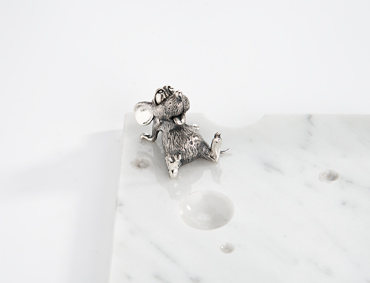 Доска для сыра «Мышиный пир» мрамор и серебро