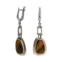 Серьги из серебра с тигровым глазом Серьги из серебра с тигровым глазом