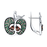 Серьги из серебра с фианитами «Яблоко»