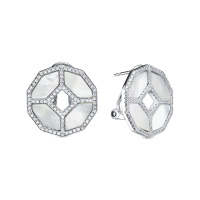 Серебряные серьги с перламутром и фианитами