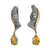 Серьги из серебра с цитрином Серьги из серебра с цитрином