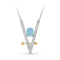 Серебряное колье с агатом и фианитами «Баланс» Серебряное колье с агатом и фианитами «Баланс»