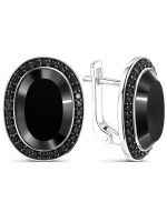Серебряные серьги с черным ониксом и шпинелью Серебряные серьги с черным ониксом и шпинелью