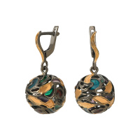 Серебряные серьги «Ажурный шар» с эмалью Серебряные серьги «Ажурный шар» с эмалью