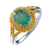 Серебряное кольцо с бериллами и сапфирами