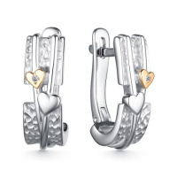 Серьги из серебра с бриллиантом «Сердце»