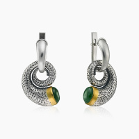 Серьги из серебра с камнем нефрит