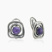 Cеребряные серьги с чароитом