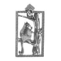 Подвеска из серебра «Кот и птица»