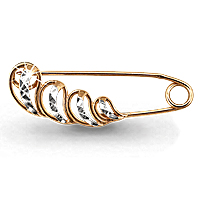 Брошь-булавка из серебра с позолотой