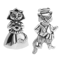 Серьги из серебра Котейки-бараночки Кот и кошка в русском стиле