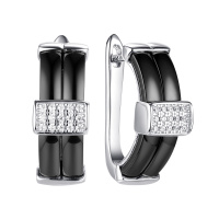 Серебряные серьги с керамикой и фианитами