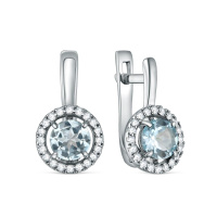Серьги из серебра с топазом и фианитами Серьги из серебра с топазом и фианитами