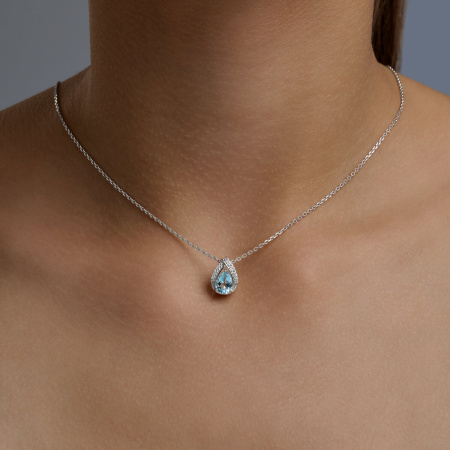 Колье из серебра с топазом и фианитами