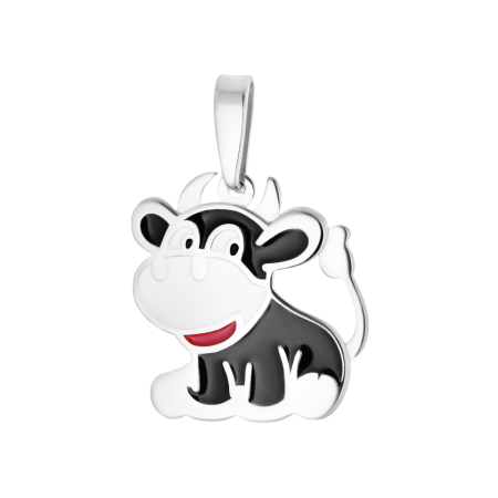 Серебряная подвеска с эмалью «Теленок»