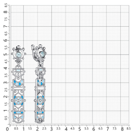 Серьги из серебра с топазами и эмалью «Маруся»