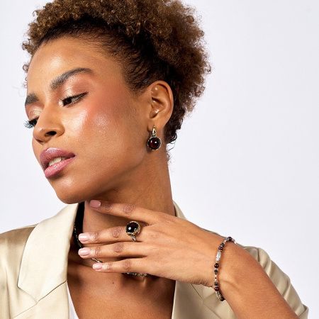 Серебряные серьги «Багровые Тропы» с гранатом