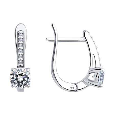 Серьги из серебра с фианитами