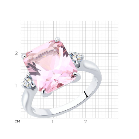 Серебряное кольцо с ситаллом и фианитами