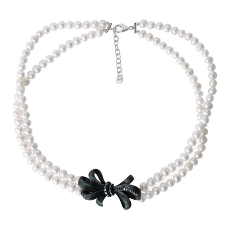 Колье из серебра с алюминией, нано-бриллиантом «Бантик»