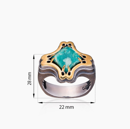 Серебряное кольцо «Амазонитовый Крест» с амазонитом