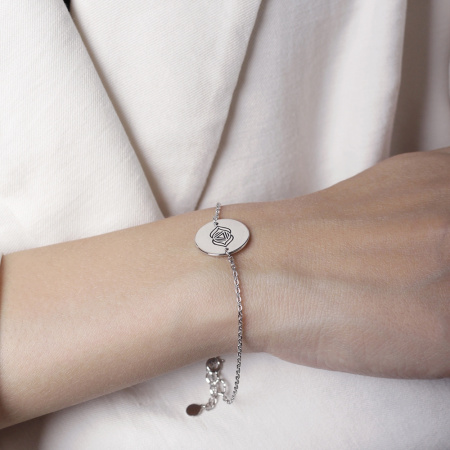 Серебряный браслет-чакра третьего глаза с чёрной эмалью